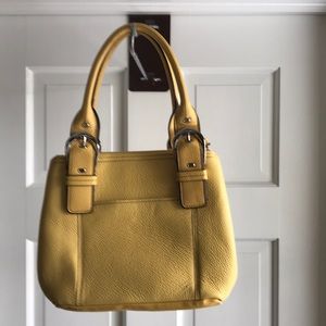 Tignanello Yellow Leather Handbag Purse